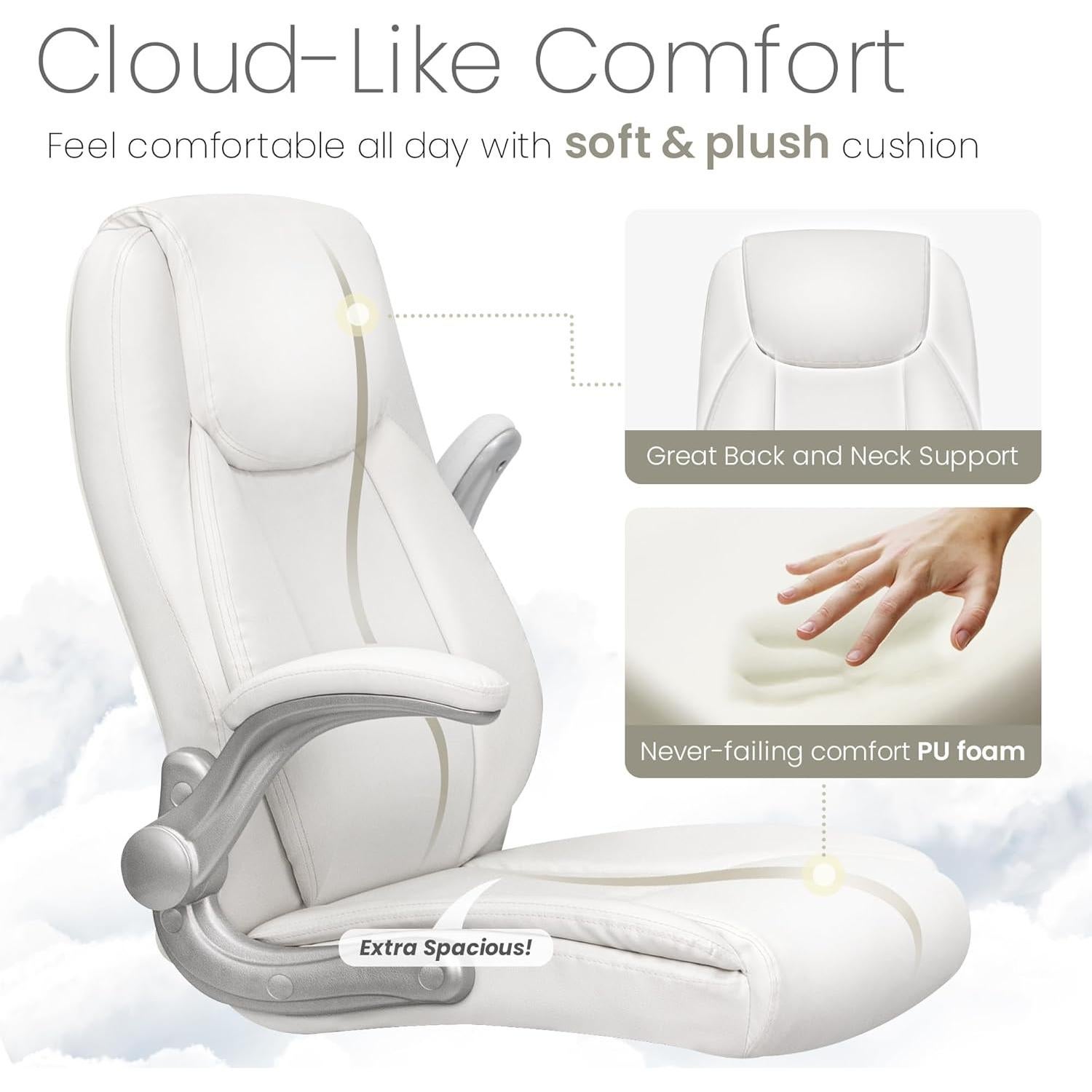 Silla Ejecutiva Ergonómica Alta SILLANEO Blanca con Soporte Lumbar