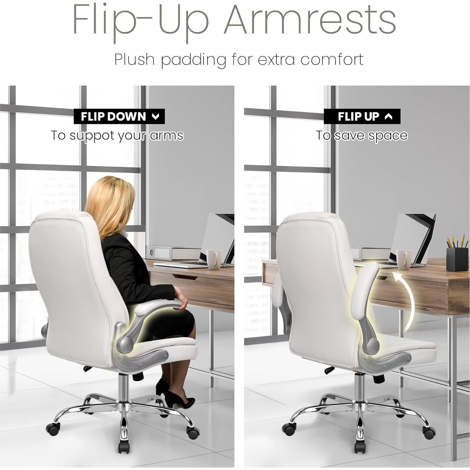 Silla Ejecutiva Ergonómica Alta SILLANEO Blanca con Soporte Lumbar