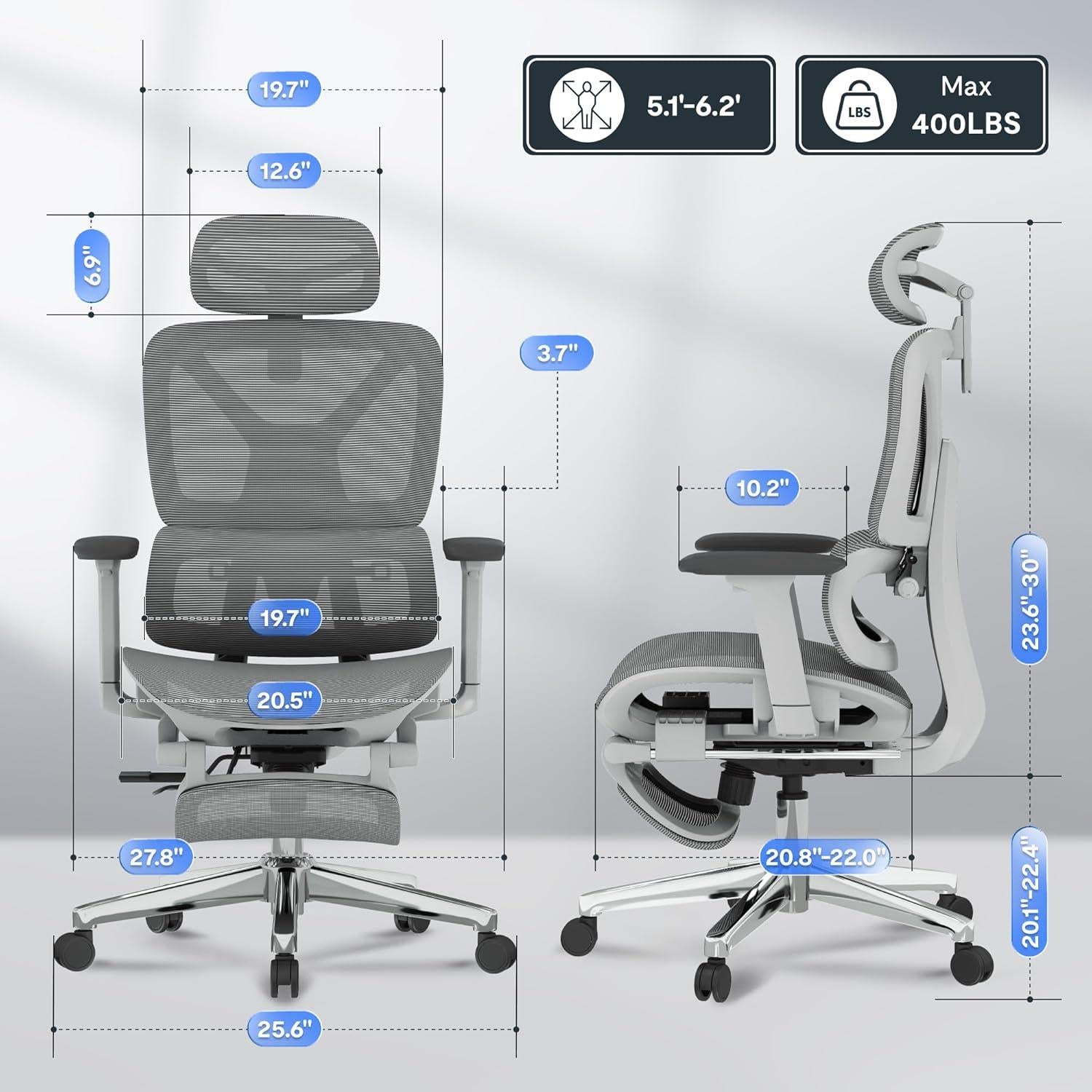 Silla Ergonómica FLEXISPOT ErgoX con Reposapiés y Soporte Lumbar