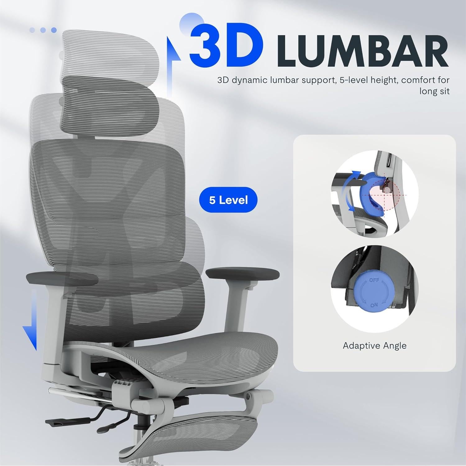 Silla Ergonómica FLEXISPOT ErgoX con Reposapiés y Soporte Lumbar