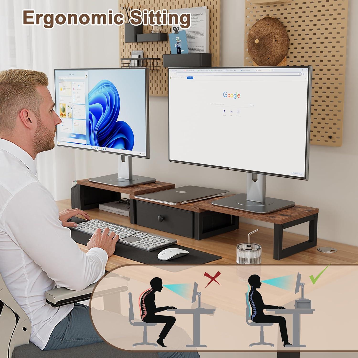 Soporte Doble para Monitor LAND·VOI 2 Pantallas 27" Ajustable