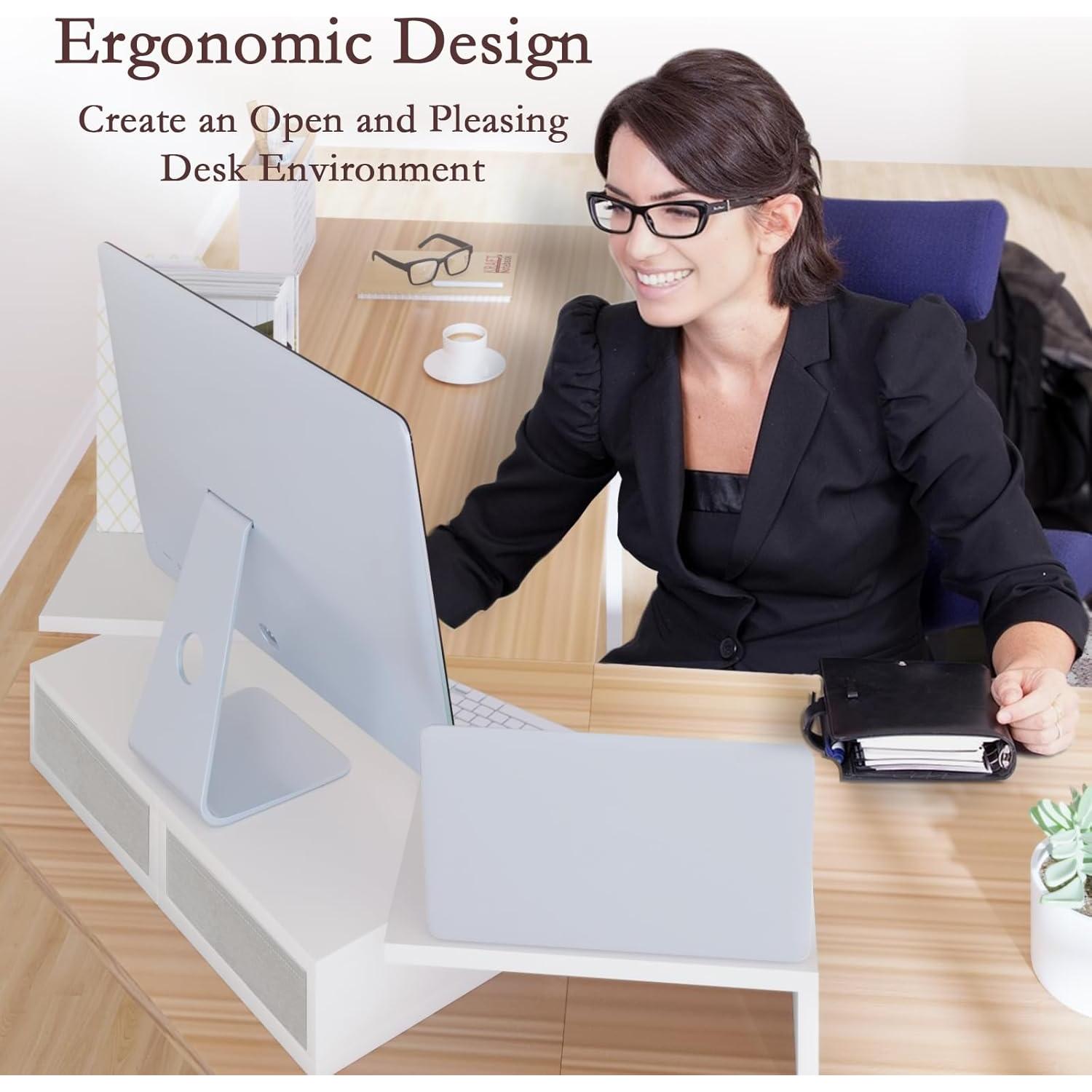 Soporte para Doble Monitor TEAMIX Ajustable con Almacenamiento Blanco