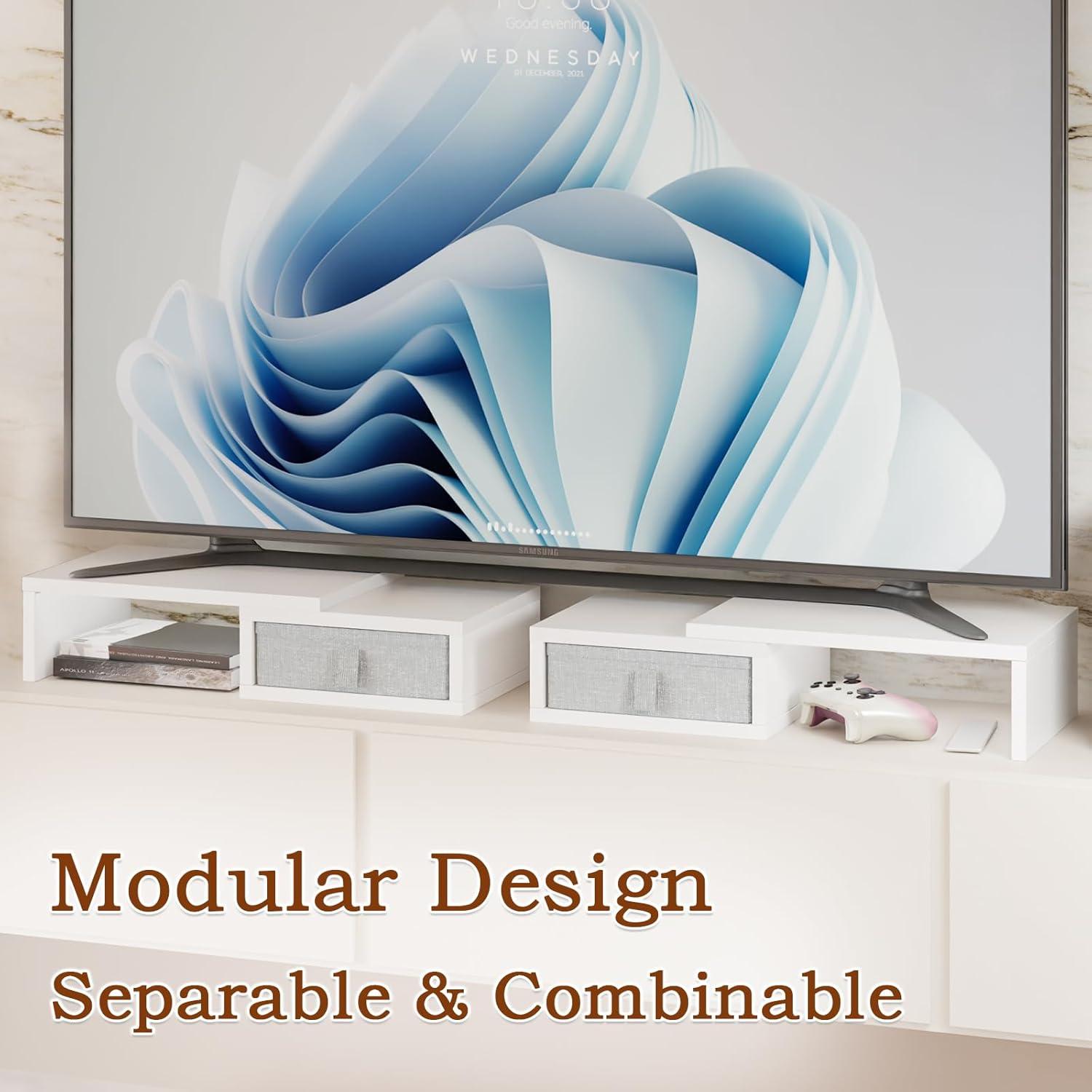 Soporte para Doble Monitor TEAMIX Ajustable con Almacenamiento Blanco