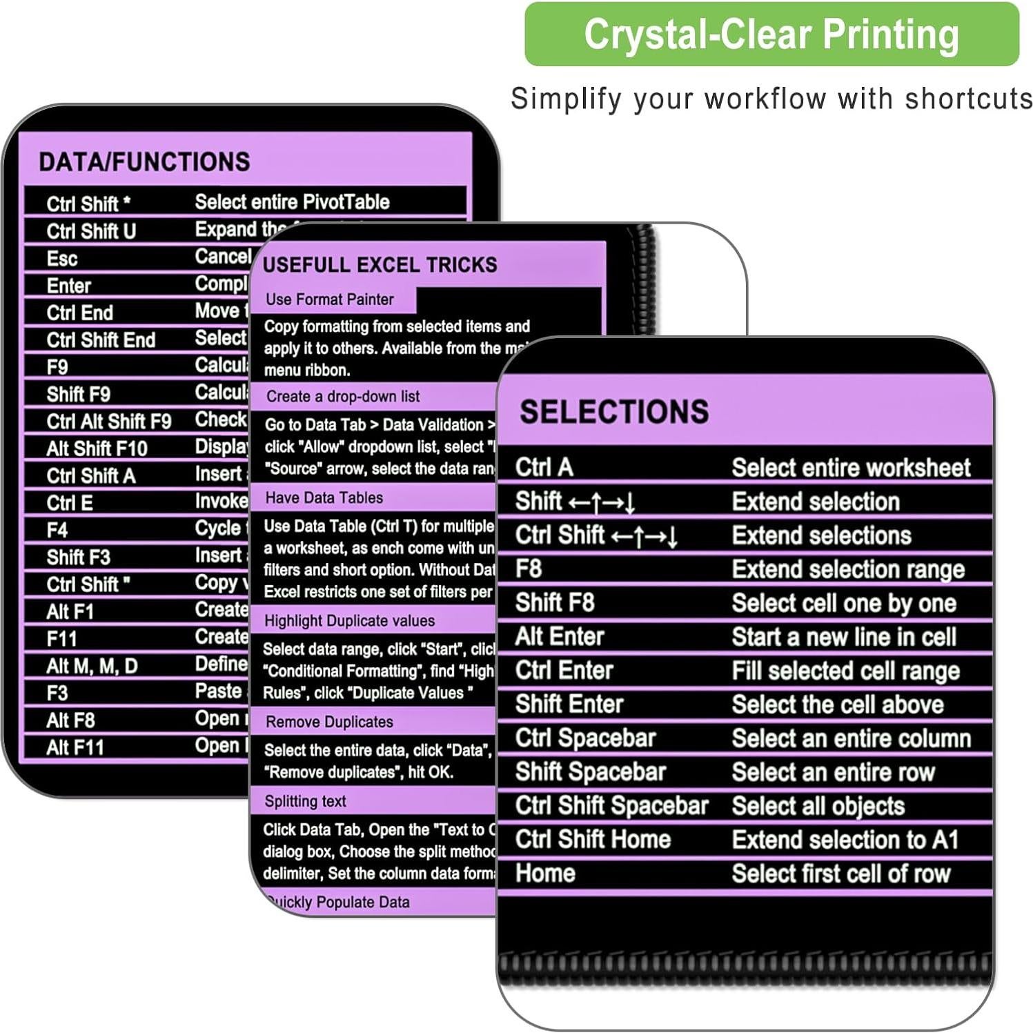 Alfombrilla de Ratón Grande HUAMXE Atajos de Excel 80x40cm