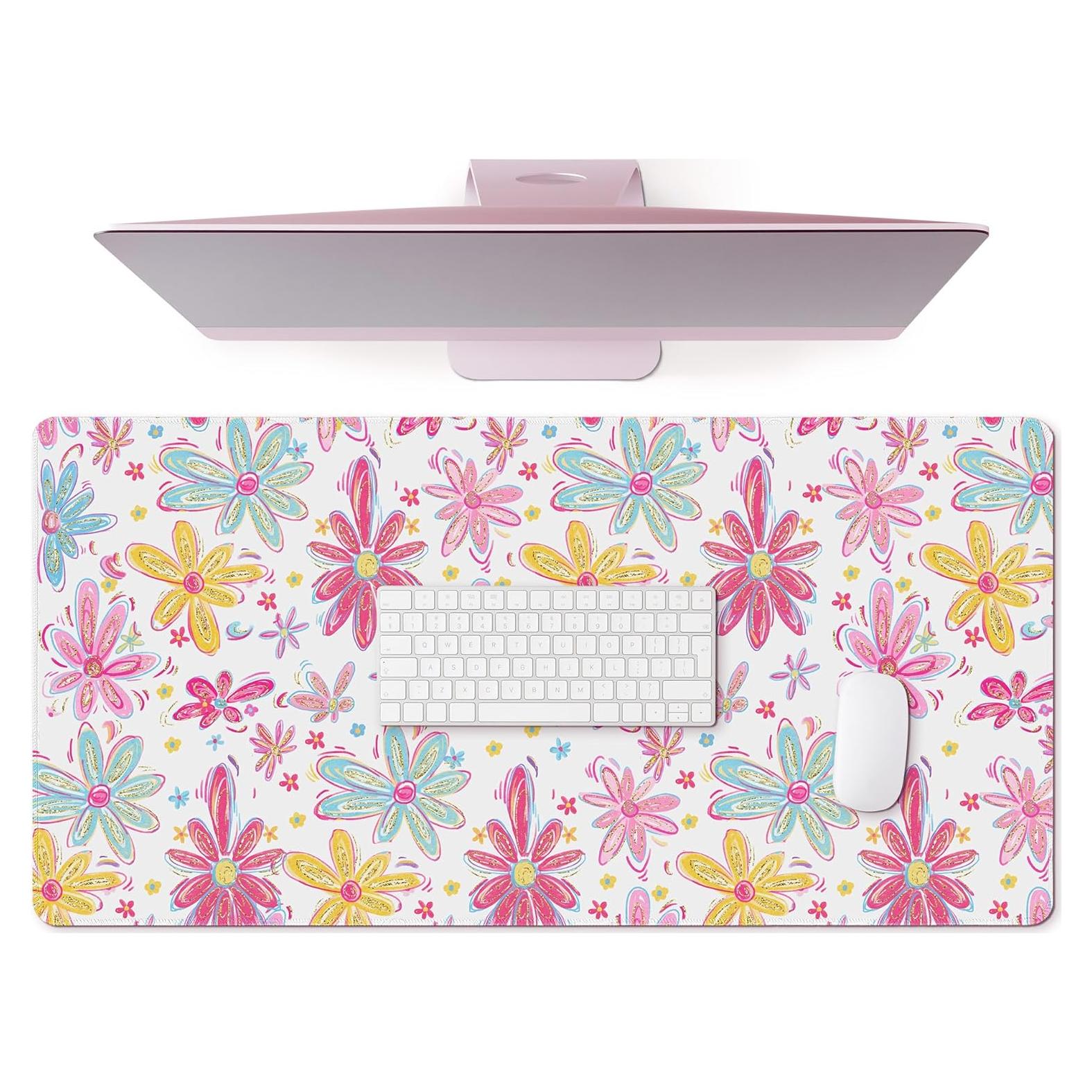 Alfombrilla de Ratón Floral Grande Remerry 80x40cm Rosa
