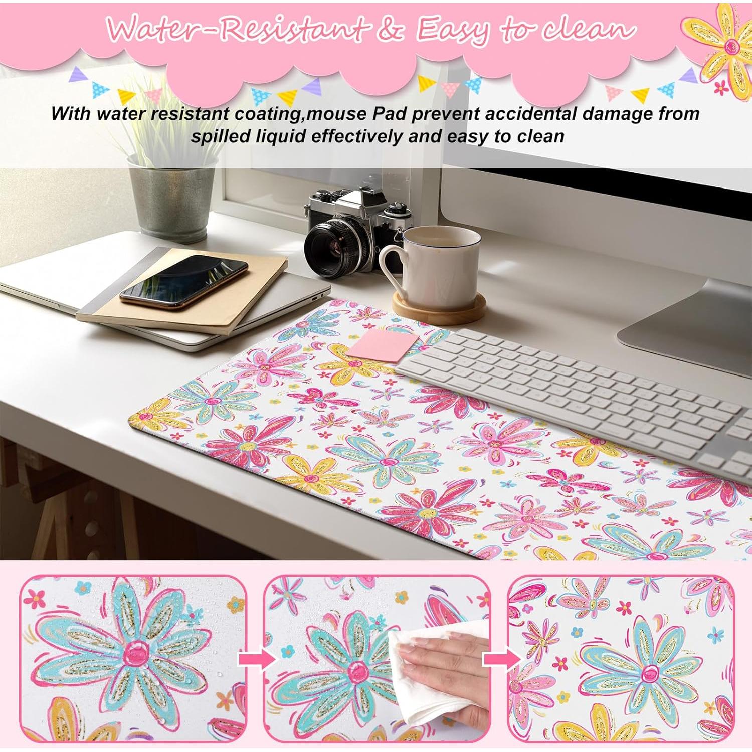 Alfombrilla de Ratón Floral Grande Remerry 80x40cm Rosa