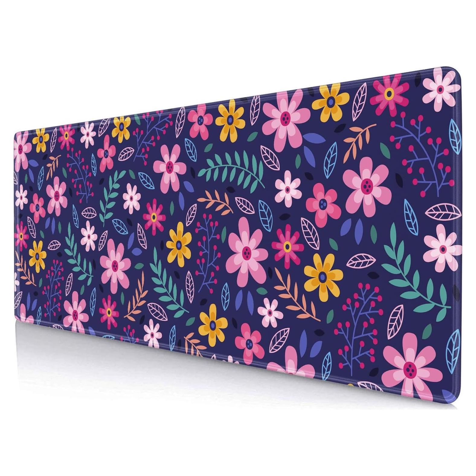 Alfombrilla de Ratón Grande LTHAOGUO Flores Rosas Moradas 800x300mm