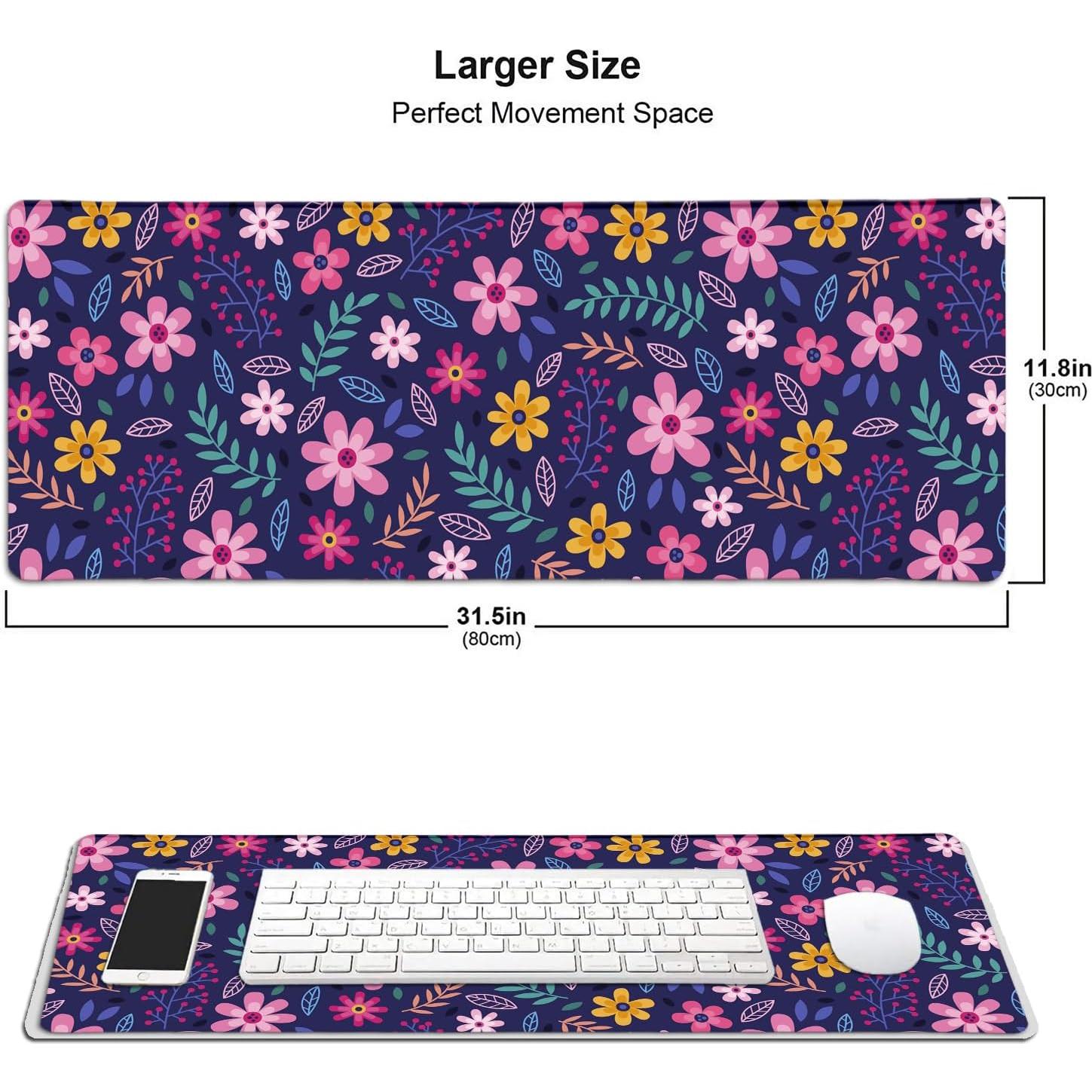 Alfombrilla de Ratón Grande LTHAOGUO Flores Rosas Moradas 800x300mm