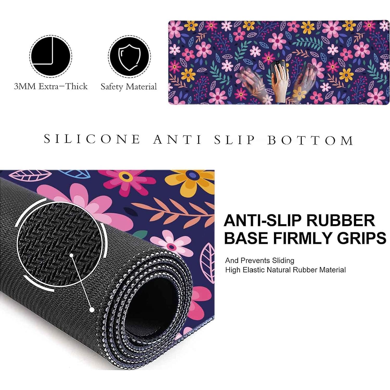 Alfombrilla de Ratón Grande LTHAOGUO Flores Rosas Moradas 800x300mm