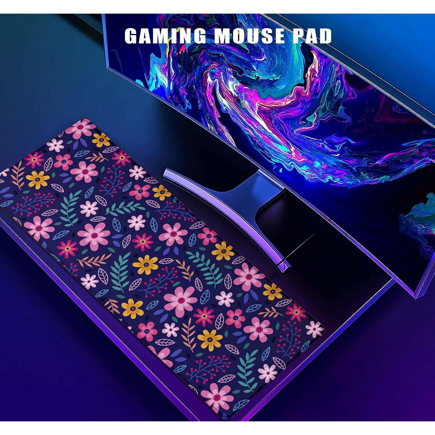 Alfombrilla de Ratón Grande LTHAOGUO Flores Rosas Moradas 800x300mm