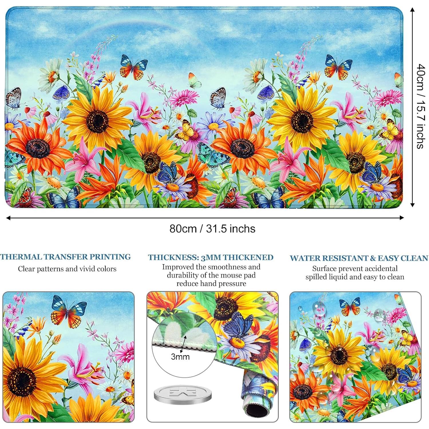 Alfombrilla de Escritorio CutebriCase Girasoles 80x40cm Antideslizante