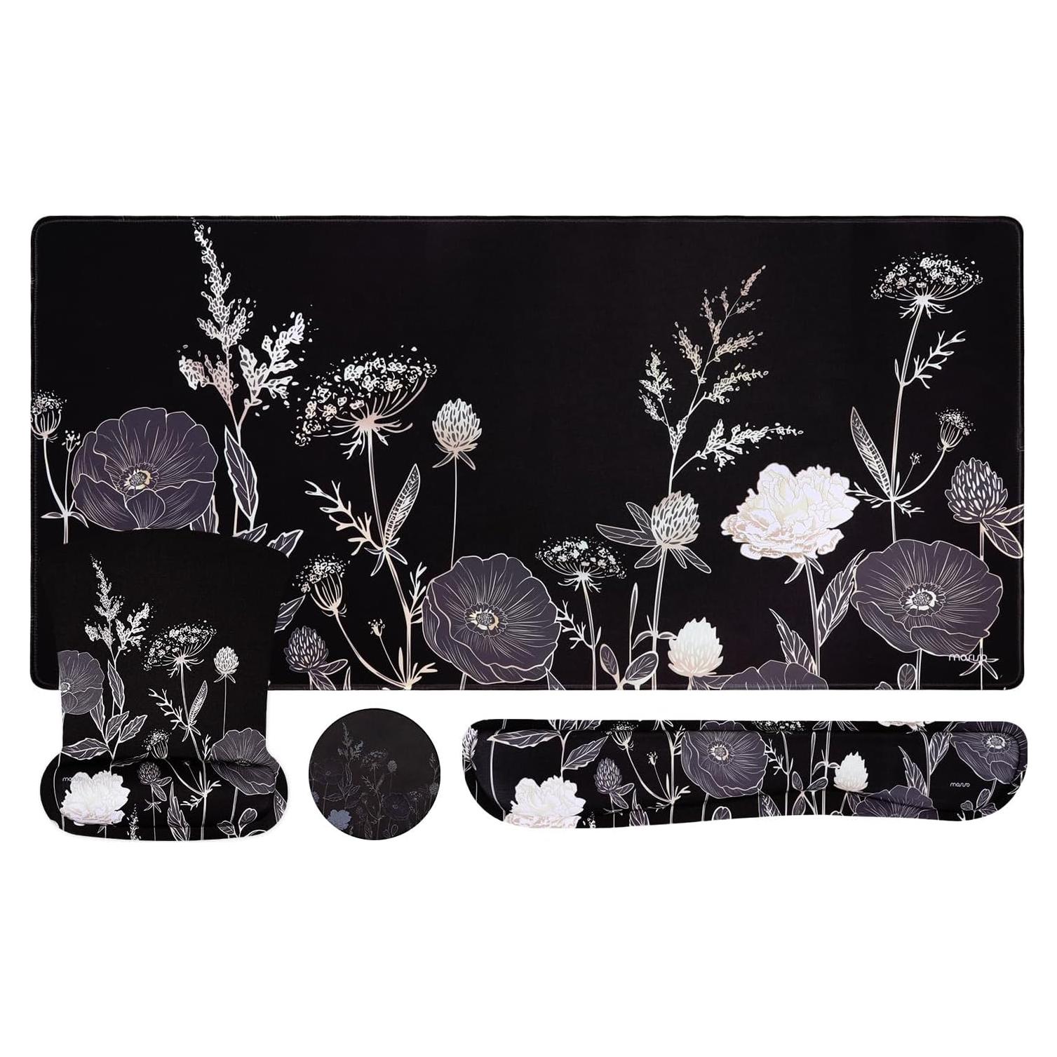 Conjunto Alfombrilla de Teclado y Ratón Mosiso Ergonómico Negro