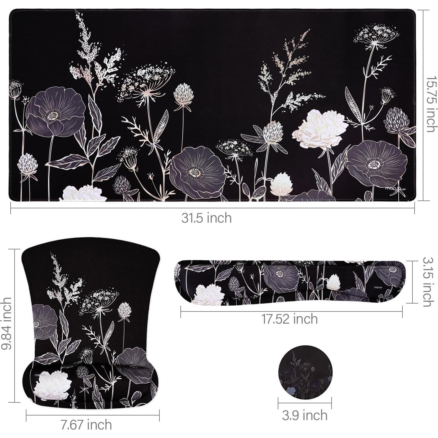 Conjunto Alfombrilla de Teclado y Ratón Mosiso Ergonómico Negro