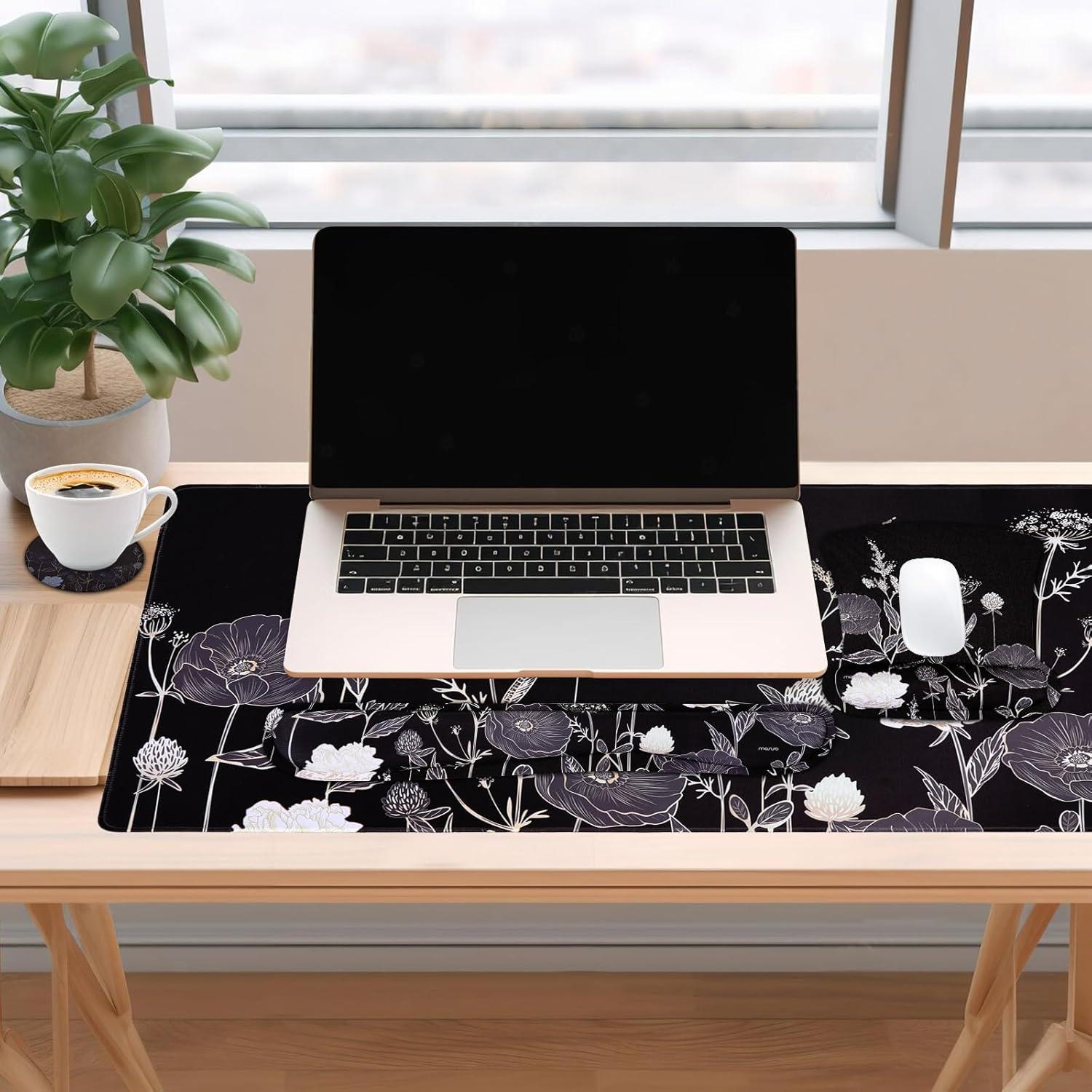 Conjunto Alfombrilla de Teclado y Ratón Mosiso Ergonómico Negro