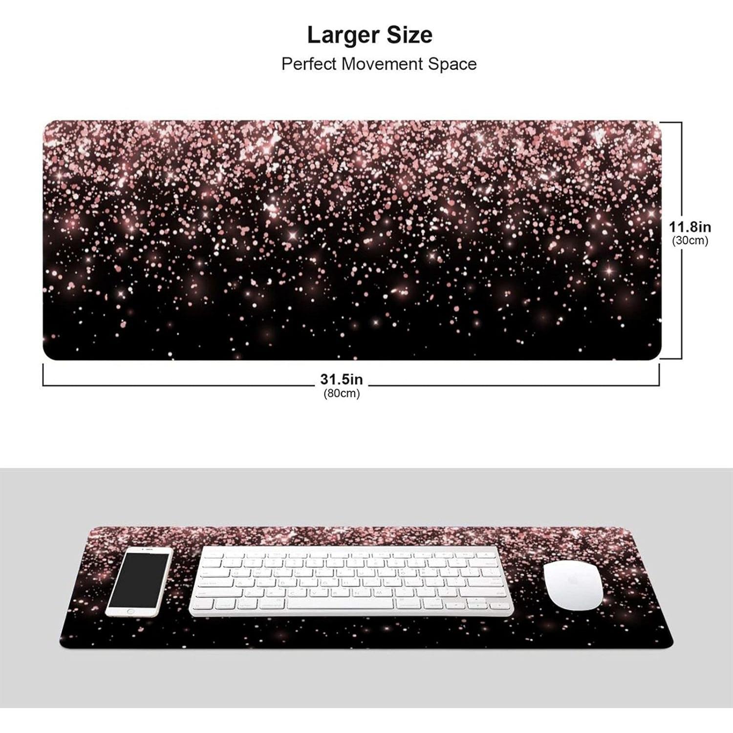 Alfombrilla de Ratón Gaming Echoserein XL 80x30cm Rosa Dorado