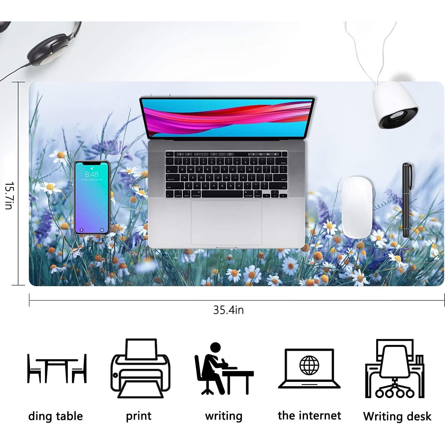 Alfombrilla de Ratón Grande KOAIWPAE Flores Manzanilla 90x40cm