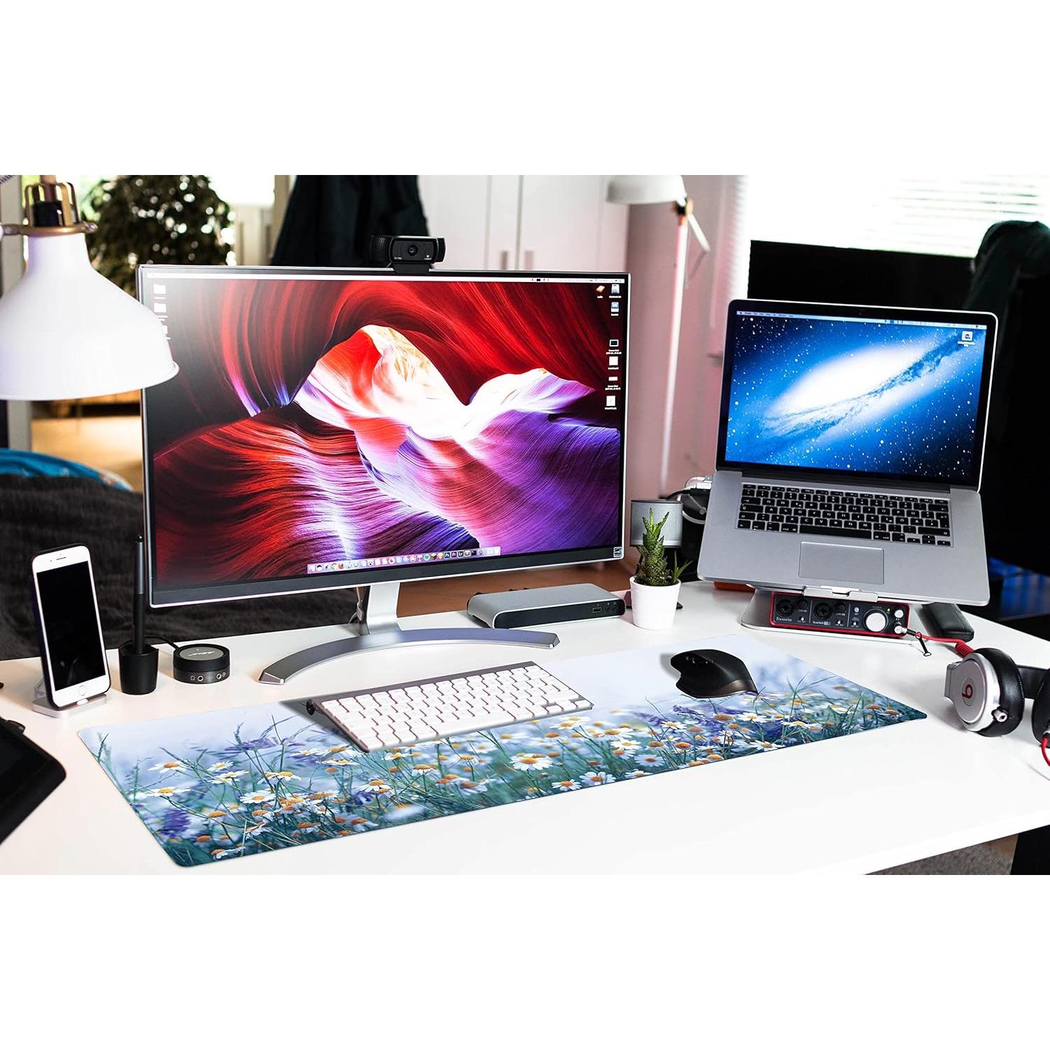 Alfombrilla de Ratón Grande KOAIWPAE Flores Manzanilla 90x40cm