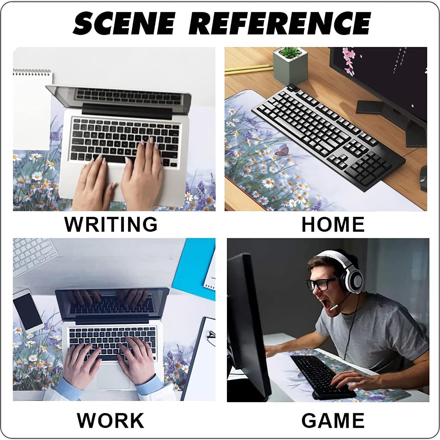 Alfombrilla de Ratón Grande KOAIWPAE Flores Manzanilla 90x40cm