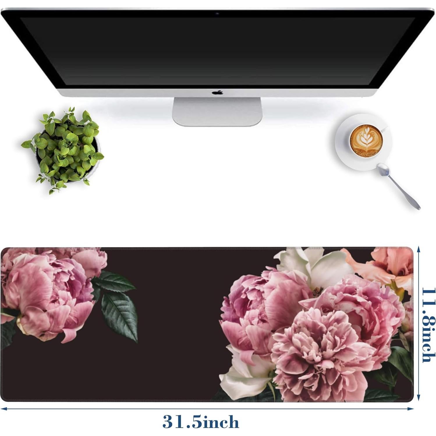 Alfombrilla de Ratón Grande Hanazaoa Peonía Rosa 80x30cm