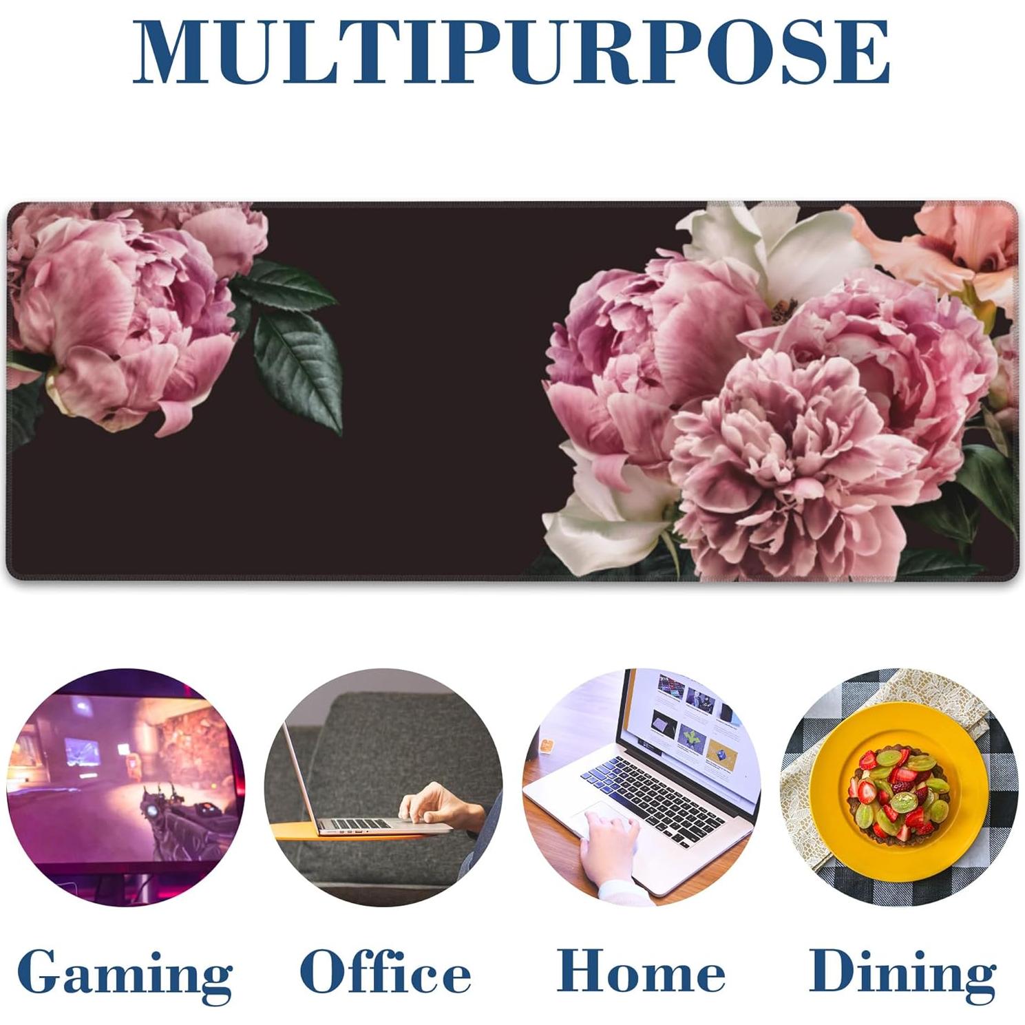 Alfombrilla de Ratón Grande Hanazaoa Peonía Rosa 80x30cm