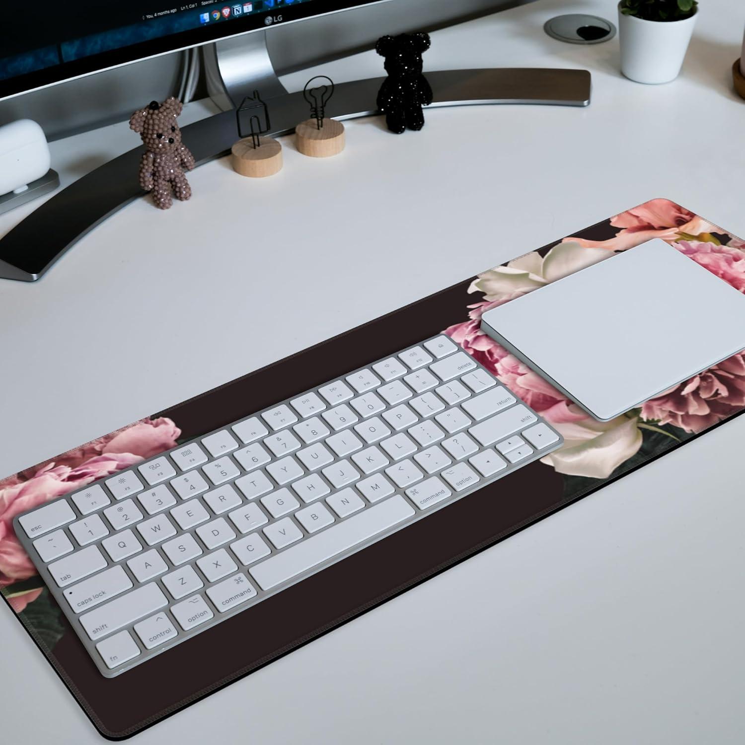 Alfombrilla de Ratón Grande Hanazaoa Peonía Rosa 80x30cm