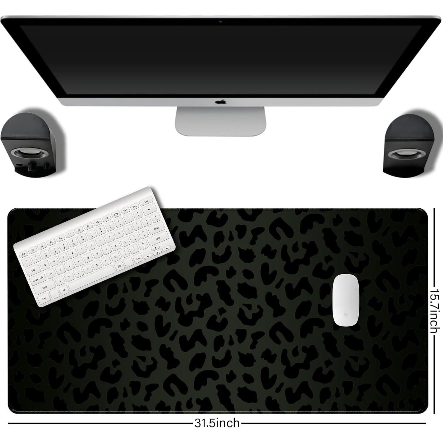 Alfombrilla de Ratón Grande Deokke Leopardo Negro 80x40 cm