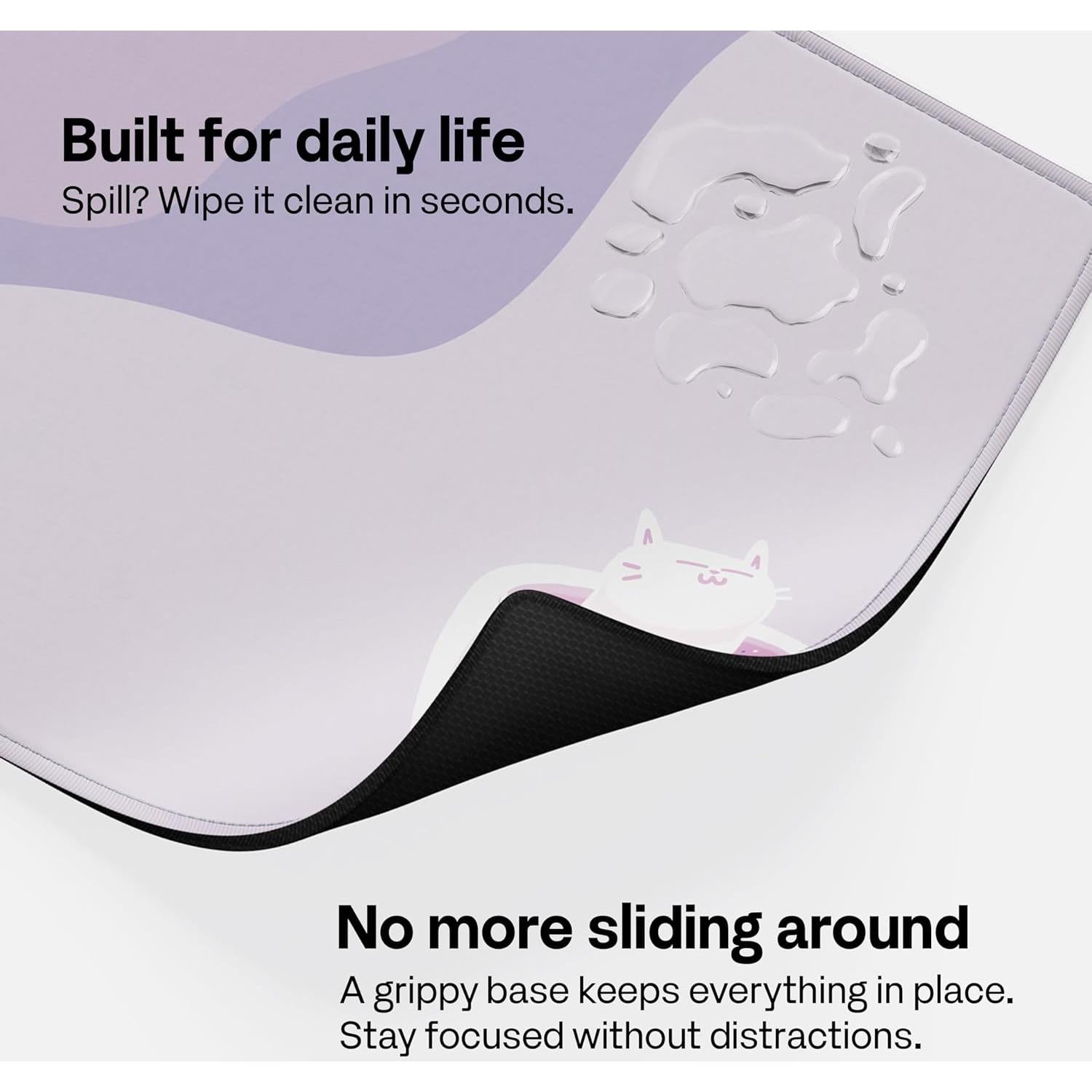 Alfombrilla de Ratón XXL Pixio 91x41cm Gato Acogedor Púrpura