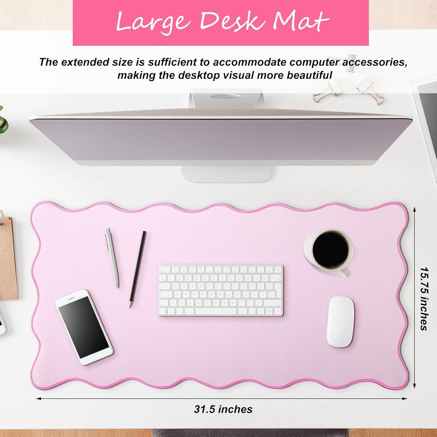 Alfombrilla de Escritorio Grande Hahafelt Rosa 80x40 cm Antideslizante