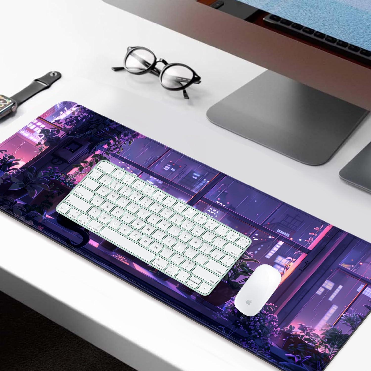 Alfombrilla de escritorio JIANG100 Kawaii 80x30 cm púrpura