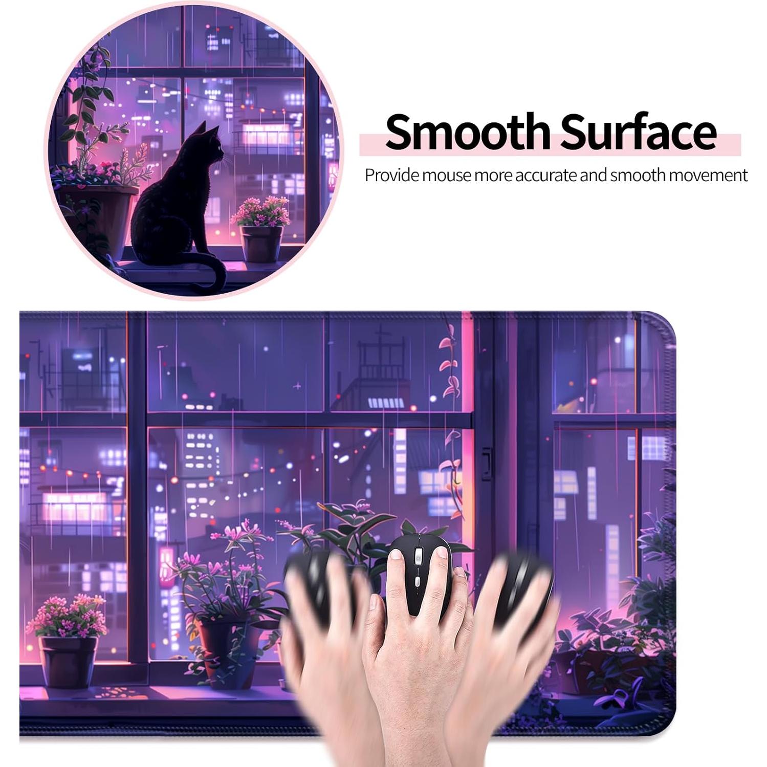 Alfombrilla de escritorio JIANG100 Kawaii 80x30 cm púrpura