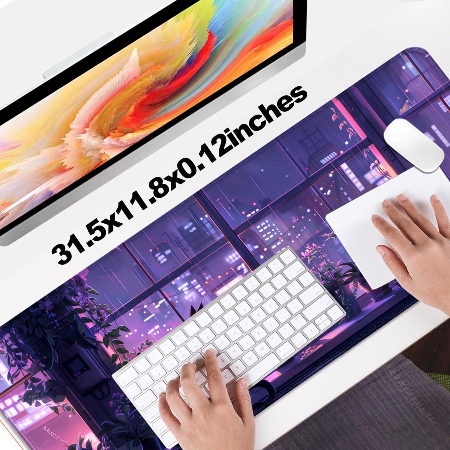 Alfombrilla de escritorio JIANG100 Kawaii 80x30 cm púrpura