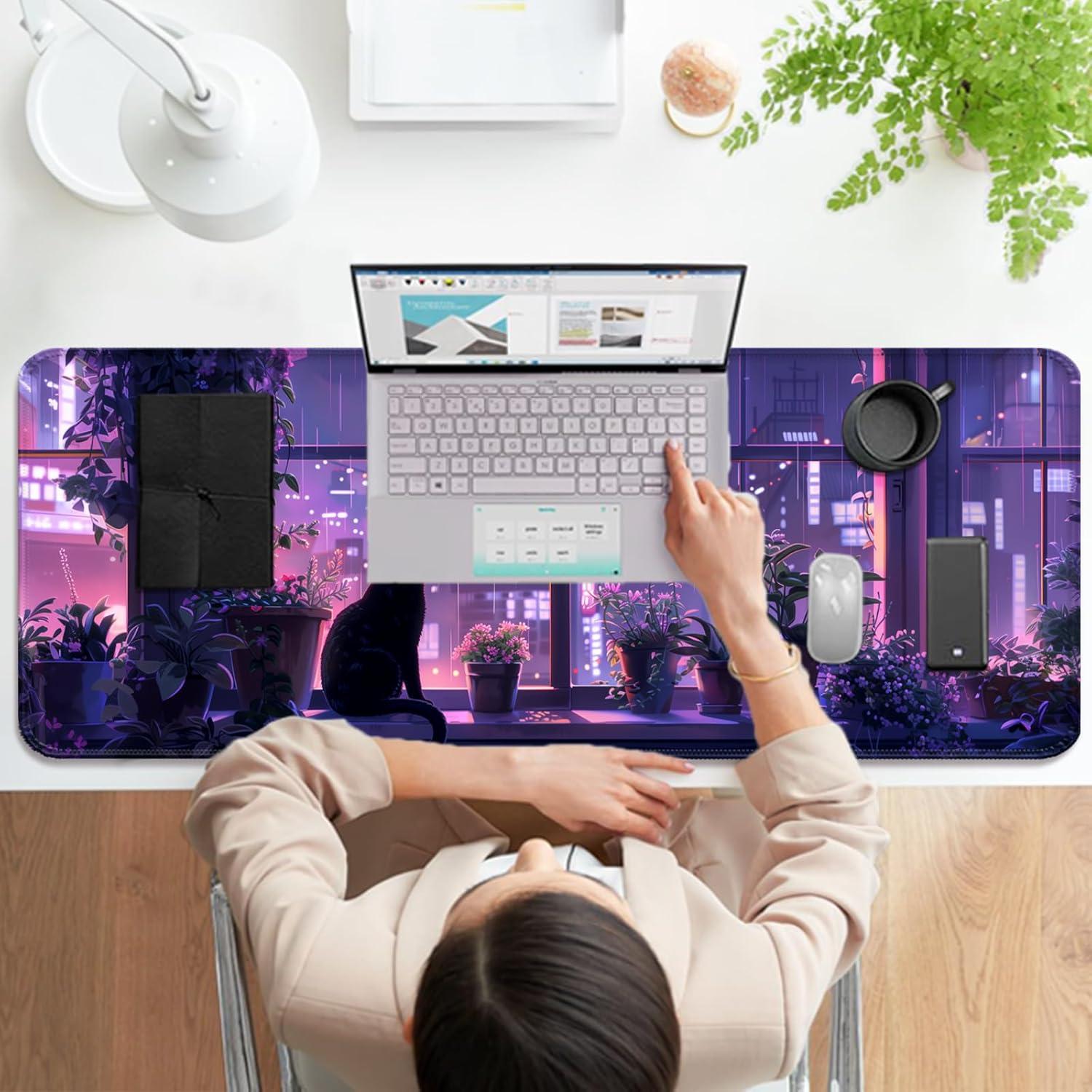 Alfombrilla de escritorio JIANG100 Kawaii 80x30 cm púrpura