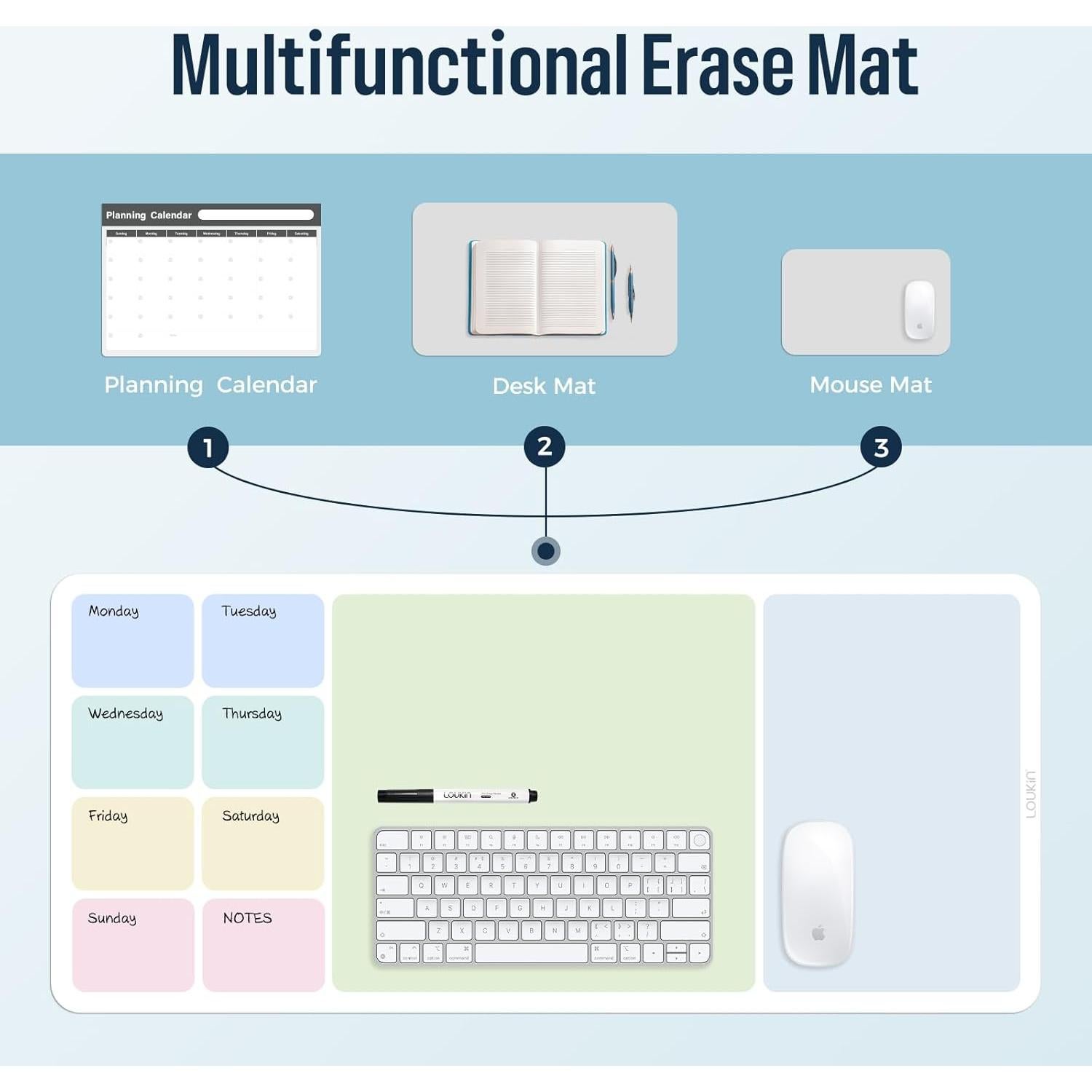Almohadilla de Escritorio Borrable Loukin 81x36 cm Colorida