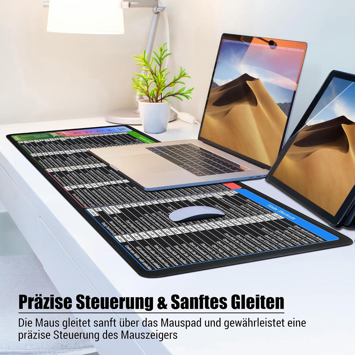 Alfombrilla de Ratón BOLERHUI con Atajos de Mac - XL 80x30cm