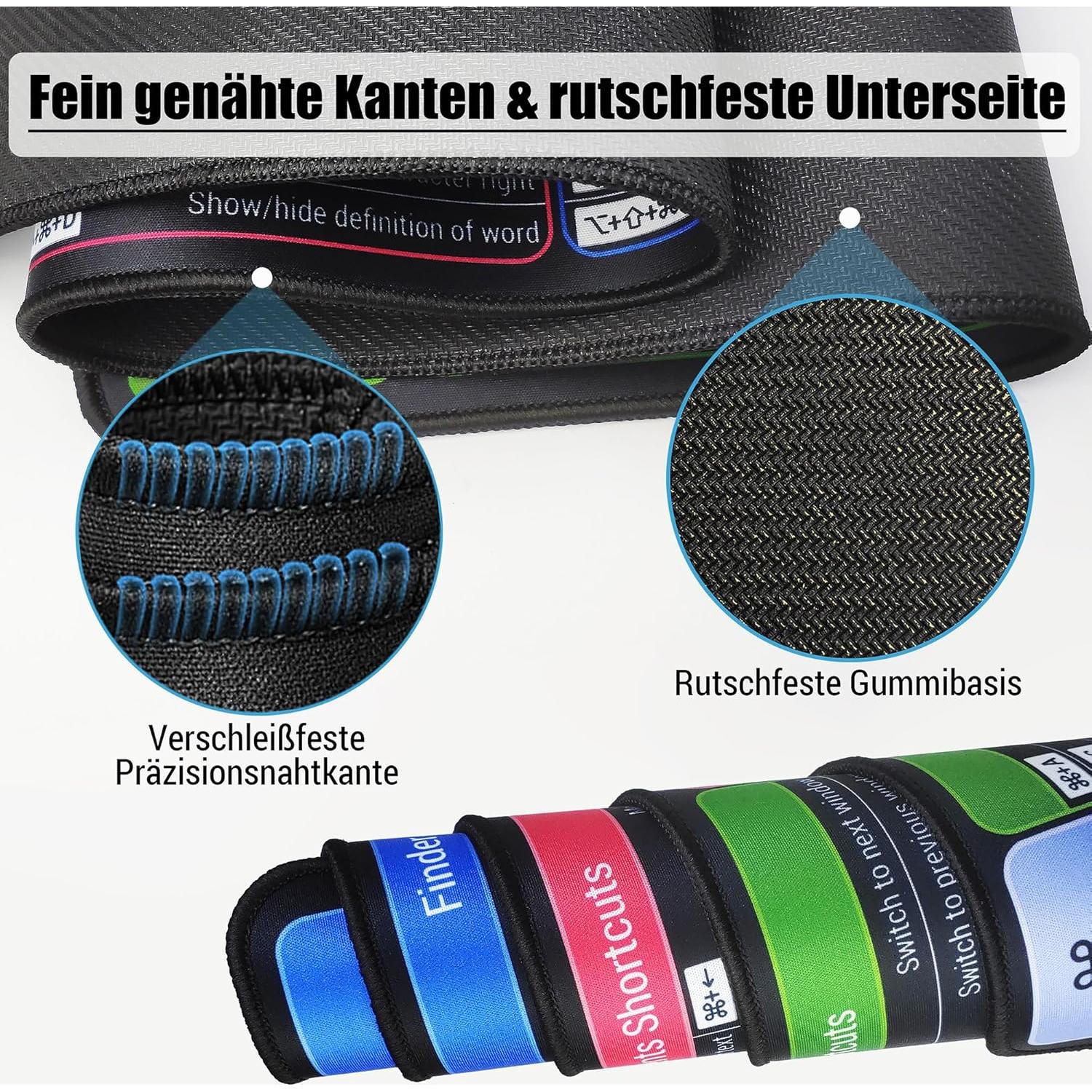 Alfombrilla de Ratón BOLERHUI con Atajos de Mac - XL 80x30cm