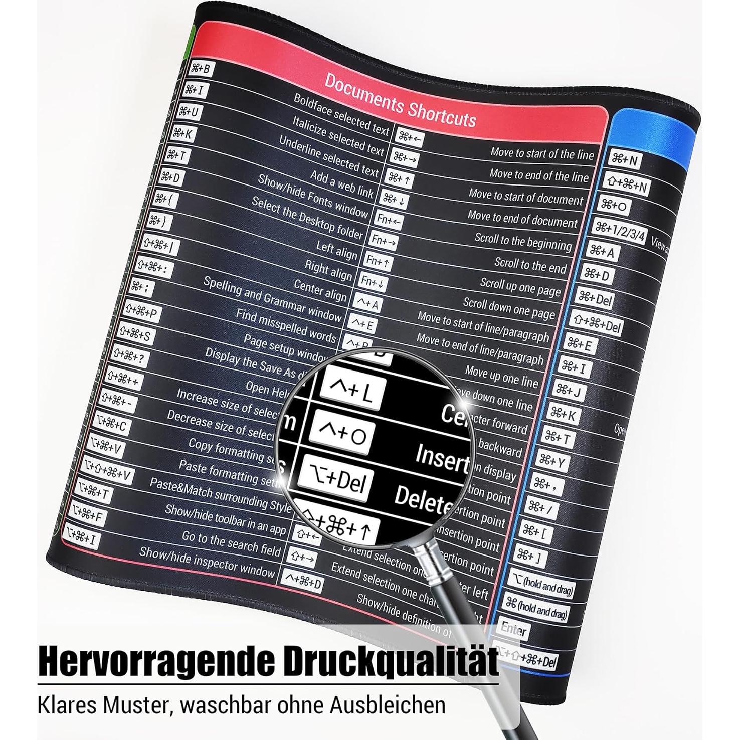 Alfombrilla de Ratón BOLERHUI con Atajos de Mac - XL 80x30cm