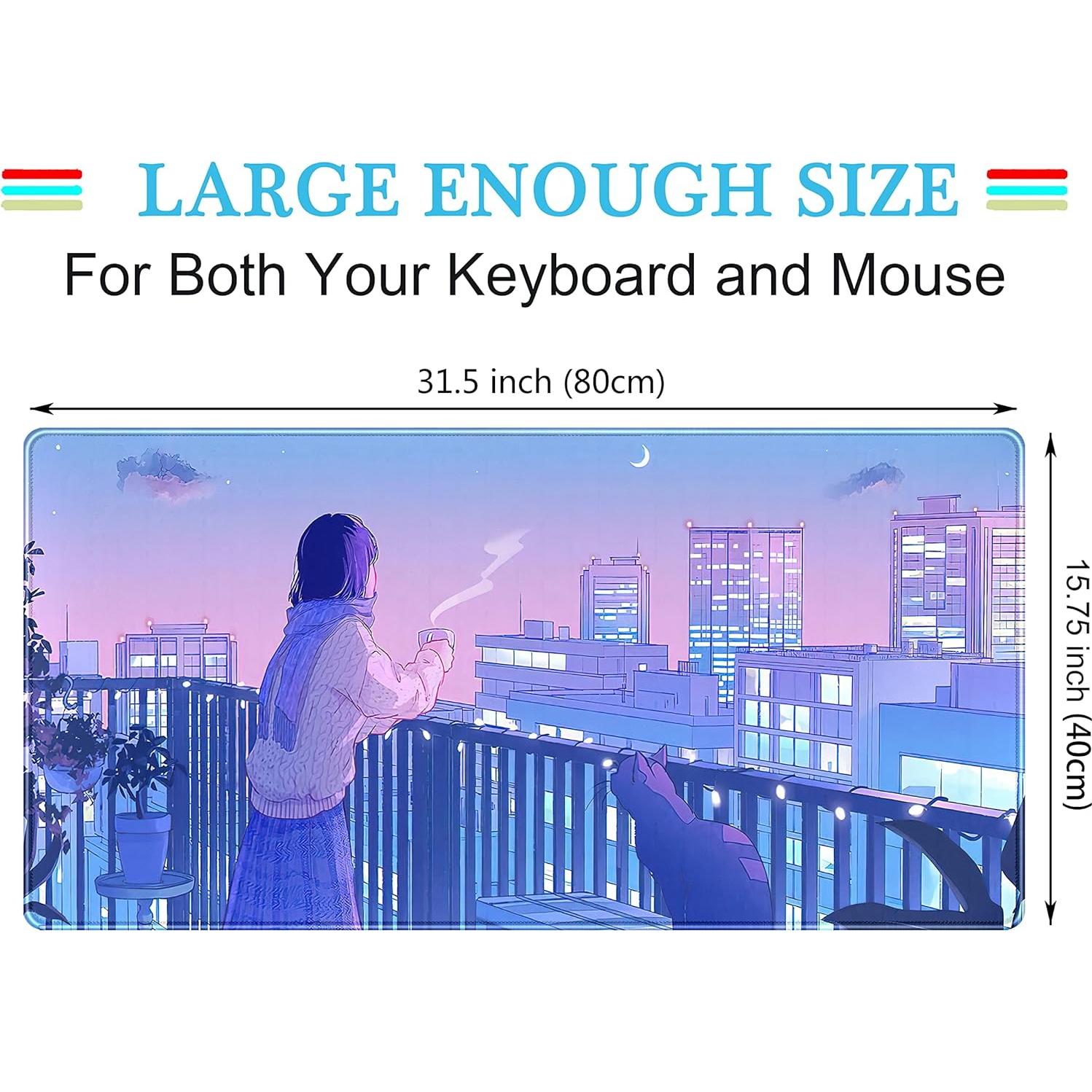 Alfombrilla de escritorio Kawaii LuckyCow morada 800x400mm gaming