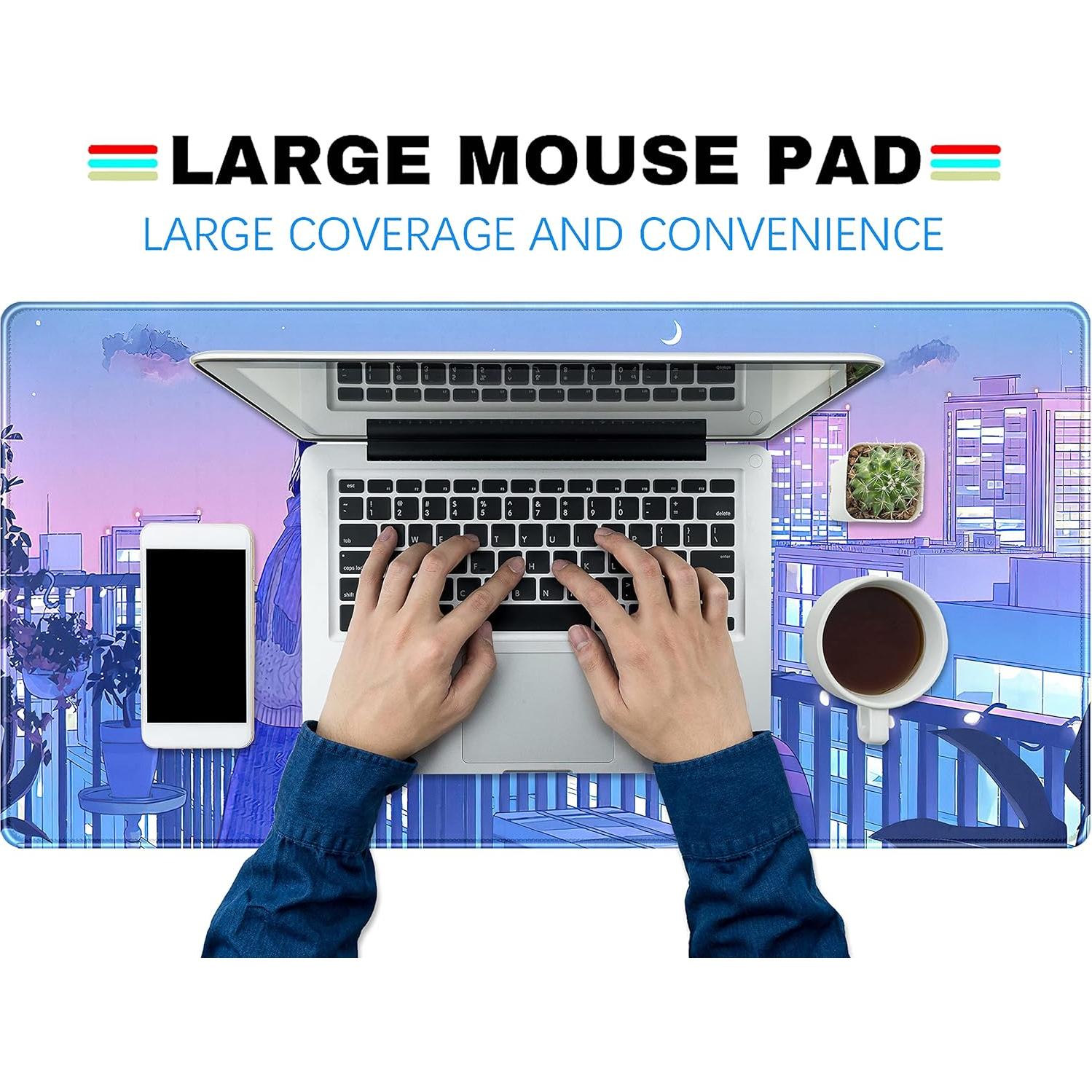 Alfombrilla de escritorio Kawaii LuckyCow morada 800x400mm gaming