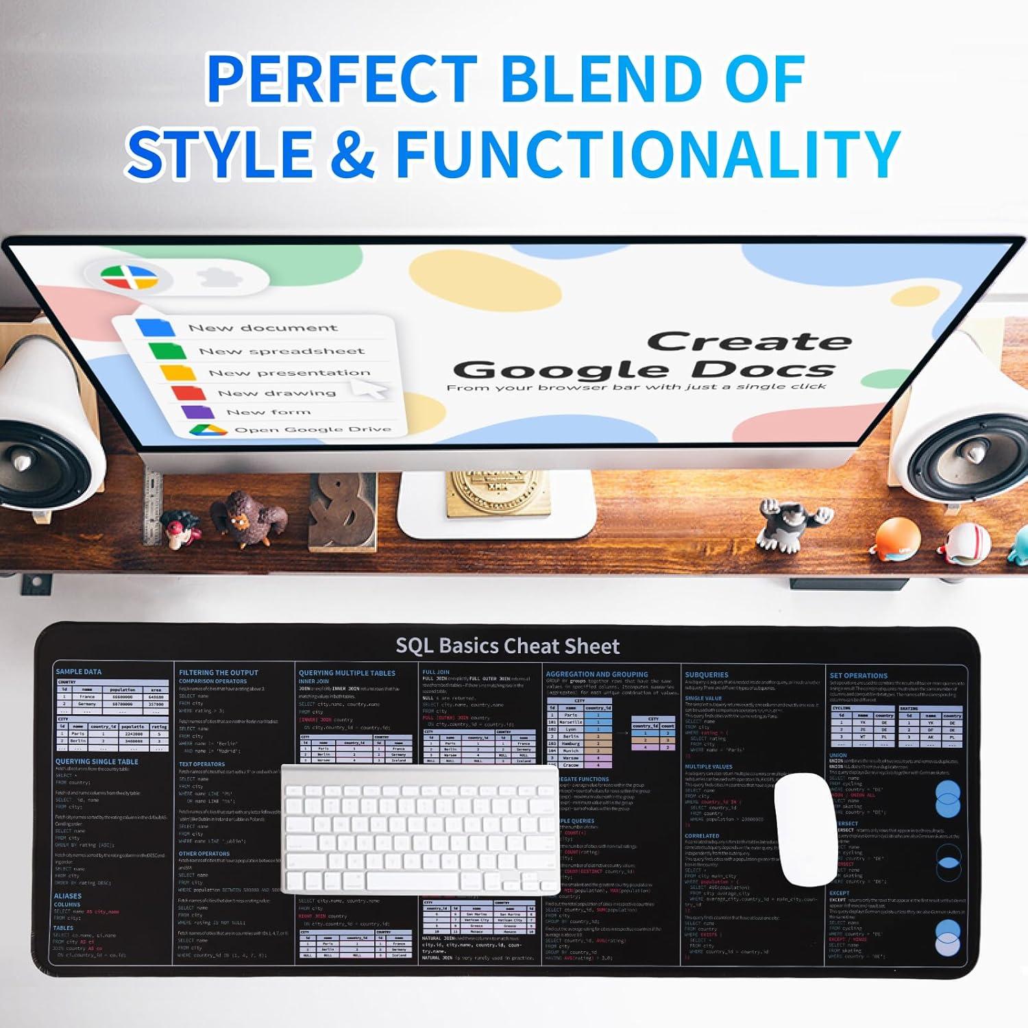 Alfombrilla de Ratón JIANCHENGART 80x30cm con Trucos SQL