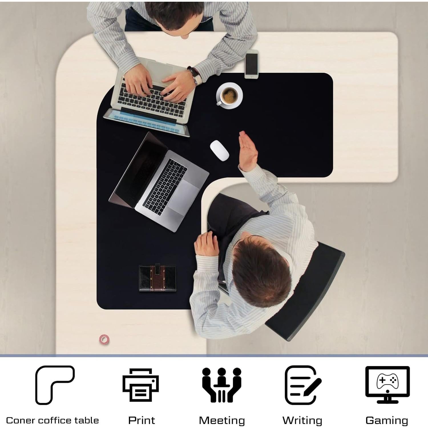 Alfombrilla de escritorio en L Amylove 92x92cm impermeable negra