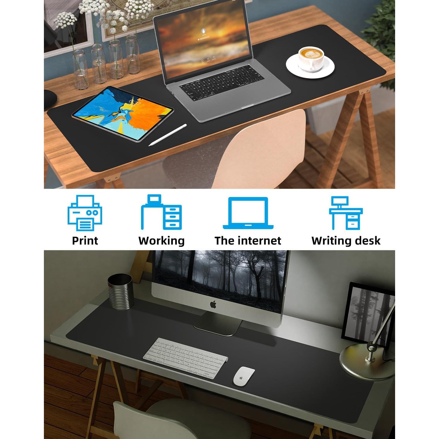 Alfombrilla de Escritorio Cebowa 101.6x43.2cm Cuero PU Antideslizante