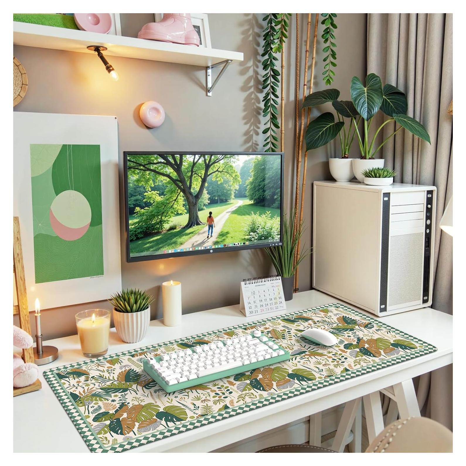 Alfombrilla de Escritorio Grande iCasso Verde 90x40 cm Antideslizante