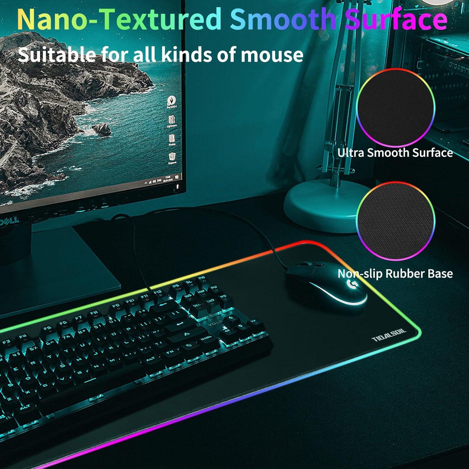 Alfombrilla de Ratón RGB TIDALSOIL 80x30cm Ergonómica