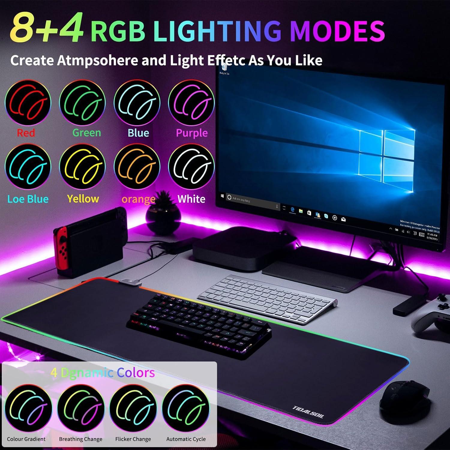 Alfombrilla de Ratón RGB TIDALSOIL 80x30cm Ergonómica