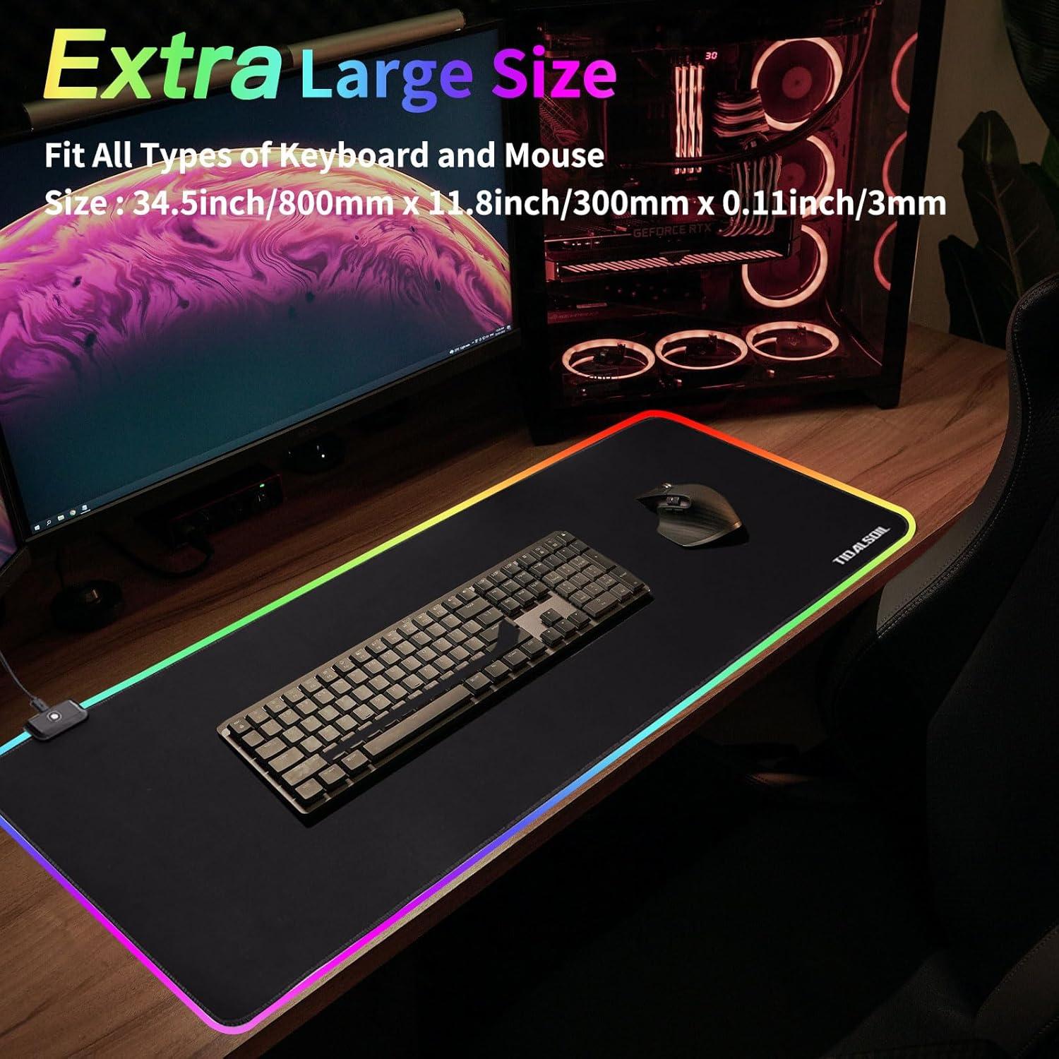 Alfombrilla de Ratón RGB TIDALSOIL 80x30cm Ergonómica