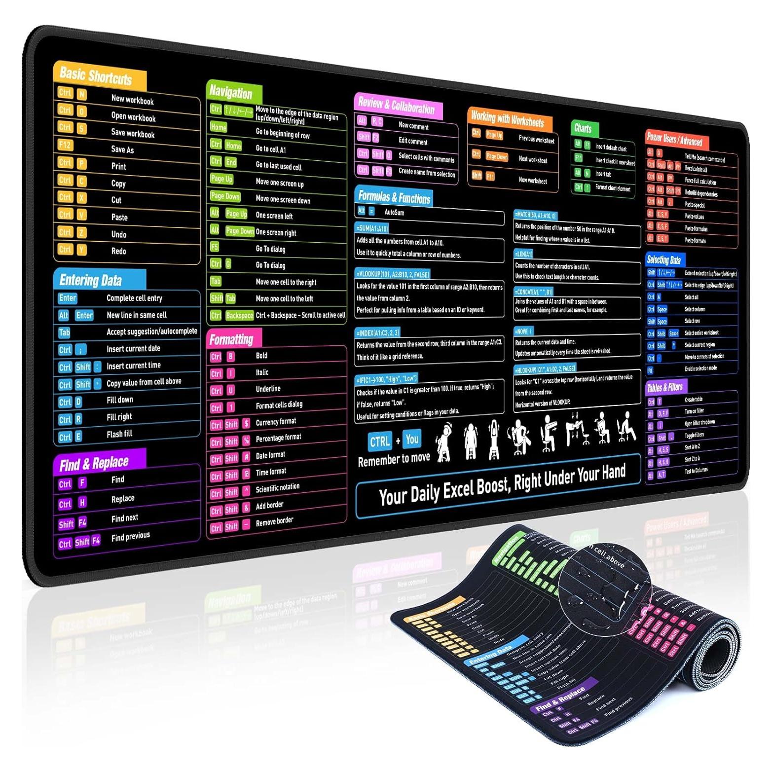 Alfombrilla de Escritorio Dymmo XL Impermeable con Atajos Excel