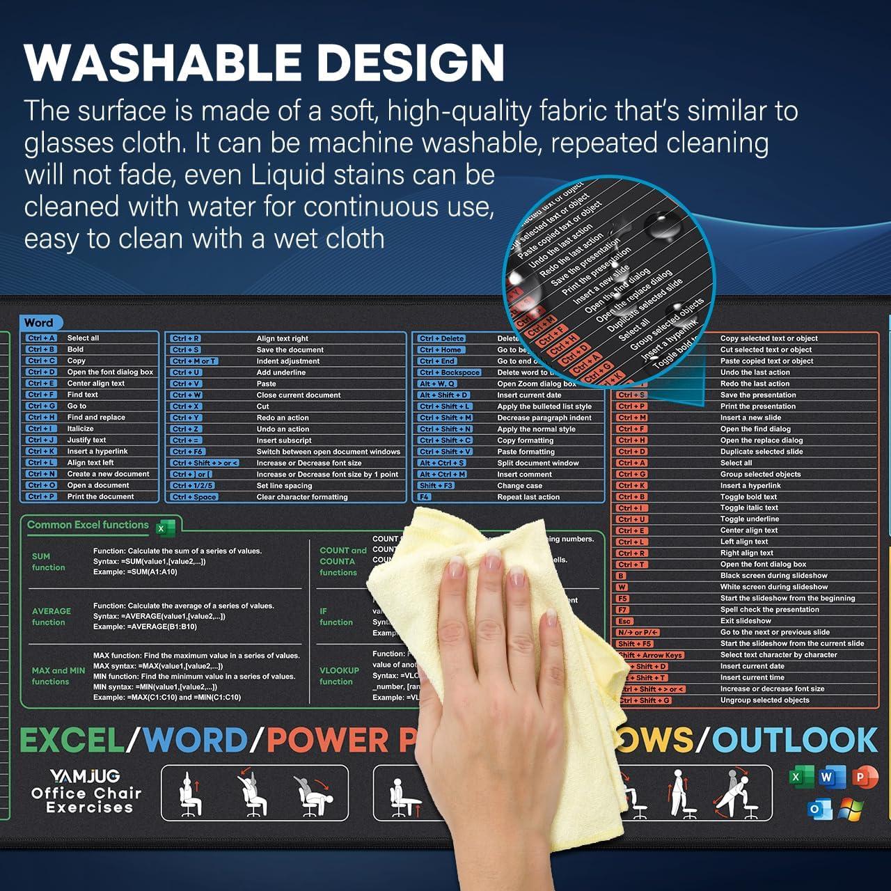 Alfombrilla de Mouse con Atajos Excel/Word/PowerPoint YAMJUG 80x30cm