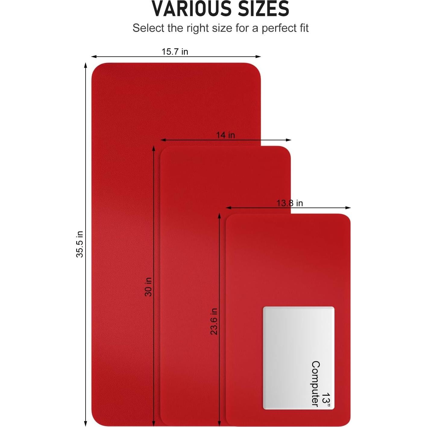 Alfombrilla de Escritorio Niniubye 60x35 cm Antideslizante Rojo