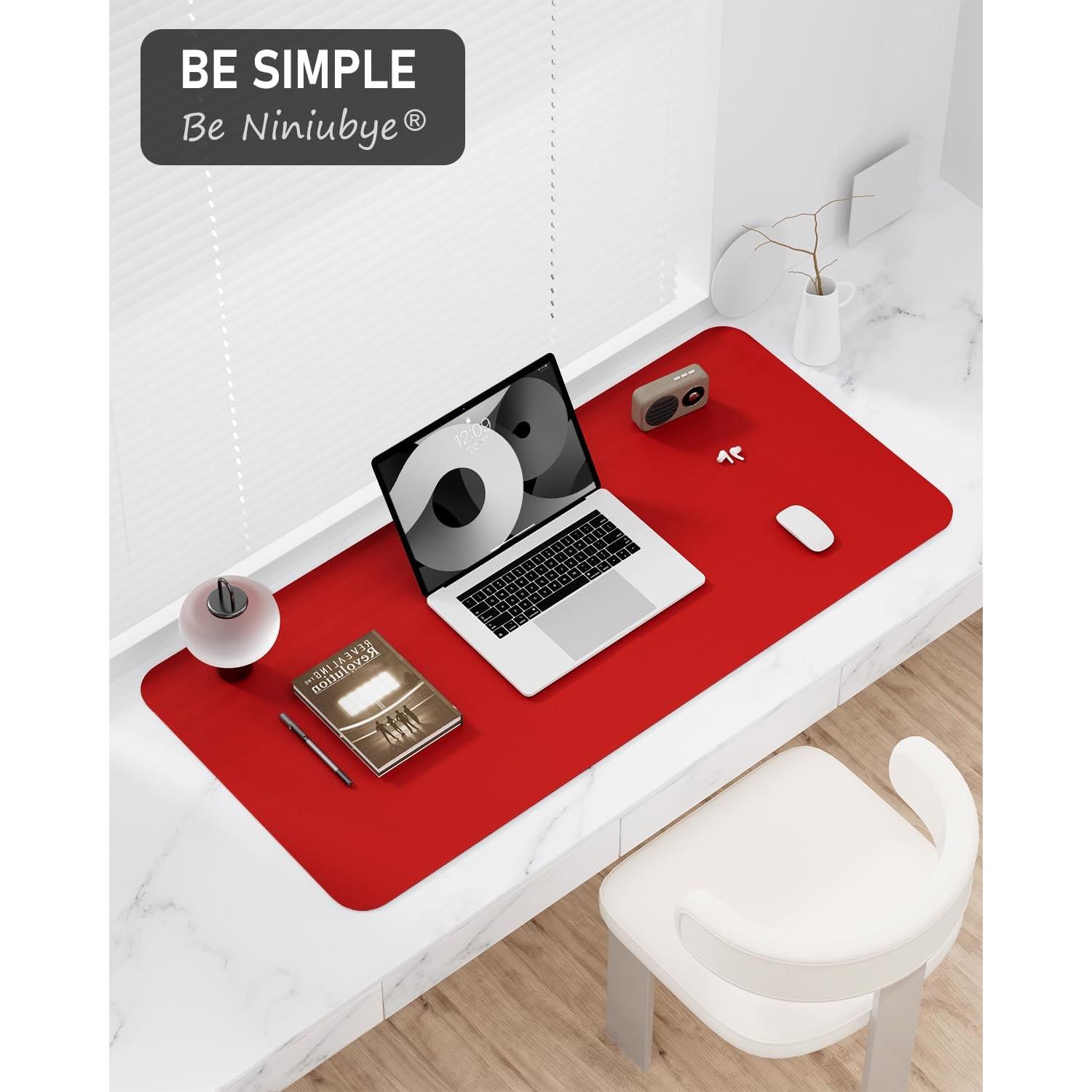 Alfombrilla de Escritorio Niniubye 60x35 cm Antideslizante Rojo