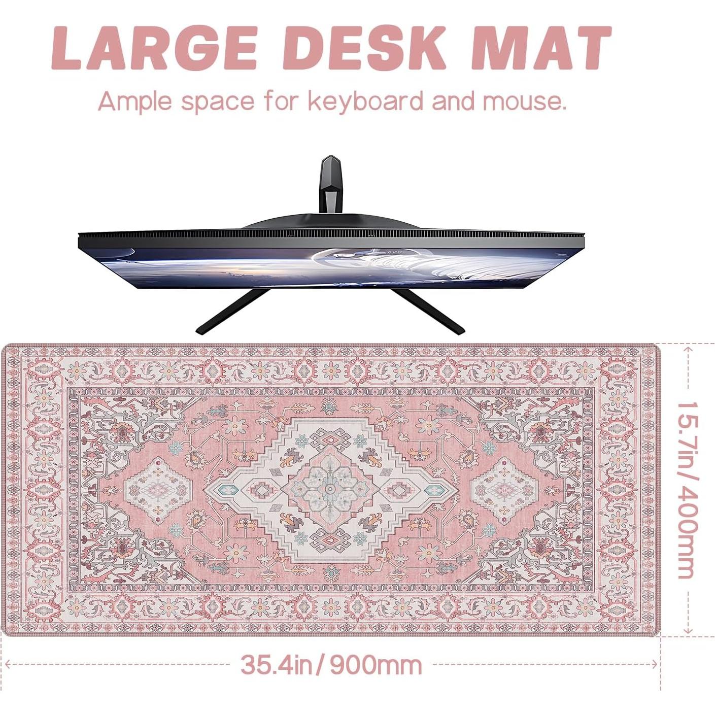 Alfombrilla de Escritorio XXL Baziabbo Rosa 90x40 cm Antideslizante